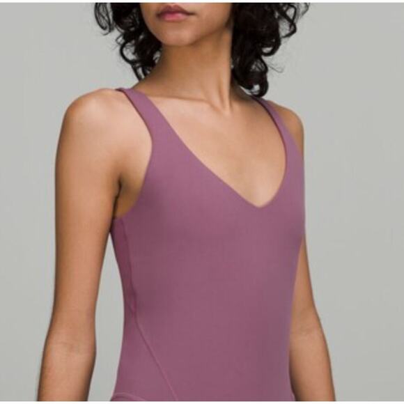 NWT Lululemon Align Sleeveless Shelf‎ Bra Thong V-Neck Bodysuit Size 4 - Purple - Picture 1 of 10
